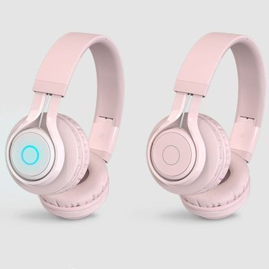 Бездротові Bluetooth навушники з підсвічуванням та мікрофоном BT06C Рожеві
