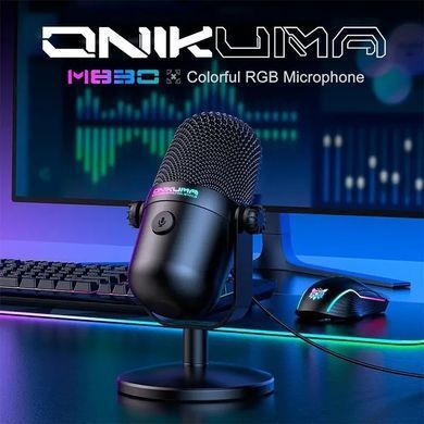 Професійний ігровий мікрофон ONIKUMA M830 з RGB-підсвіткою |USB/Type-C| Чорний