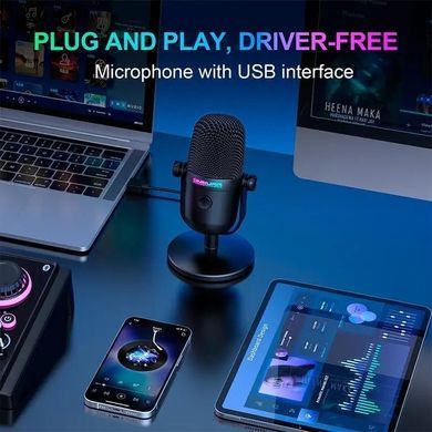 Професійний ігровий мікрофон ONIKUMA M830 з RGB-підсвіткою |USB/Type-C| Чорний