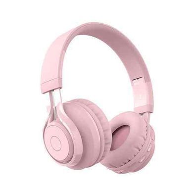 Бездротові Bluetooth навушники з підсвічуванням та мікрофоном BT06C Рожеві