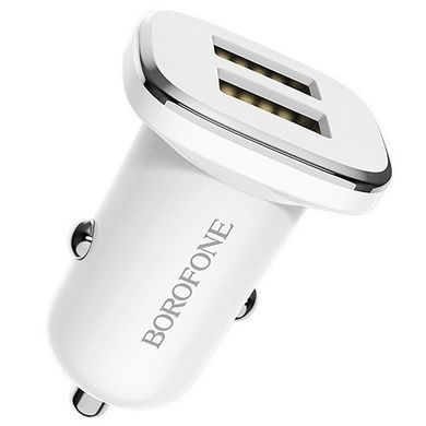 Автомобільний зарядний пристрій + кабель Lightning BOROFONE BZ12 2USB Білий
