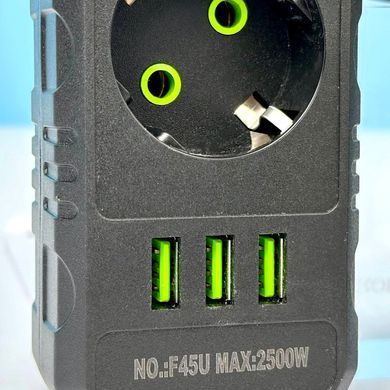 Подовжувач мережевий переноска 6м на 5 розеток + 3USB UA Power F45U Чорний 48633