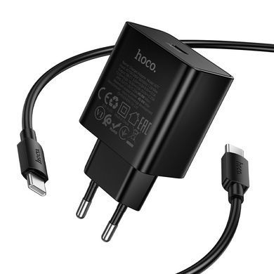 Зарядний пристрій із швидкою зарядкою 45W та кабелем Type-C to Type-C HOCO N77 1Type-C Чорний