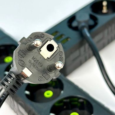 Подовжувач мережевий переноска 6м на 5 розеток + 3USB UA Power F45U Чорний 48633