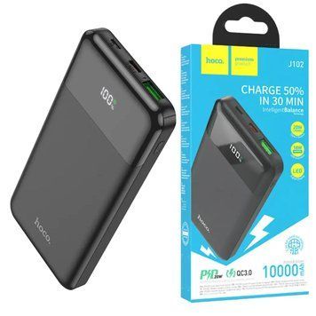Павербанк повербанк із швидкою зарядкою HOCO J102 Cool figure PD20W+QC3.0 10000mAh USB/Type-C Чорний