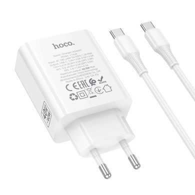 Зарядний пристрій із швидкою зарядкою 40W та кабелем Type-C to Type-C HOCO C162A 1Type-C Білий
