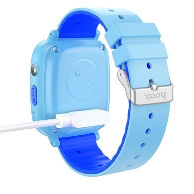 Дитячий смарт-годинник з GPS, SIM-картою, кнопкою SOS, Ліхтариком, HOCO Y100 Блакитний