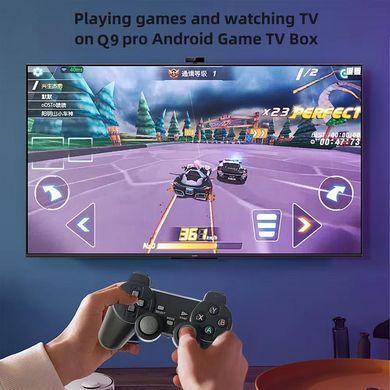 Портативна ігрова консоль Android TV Stick + 2 безпровідні джойстики Q9 Pro 8K Чорний 59043