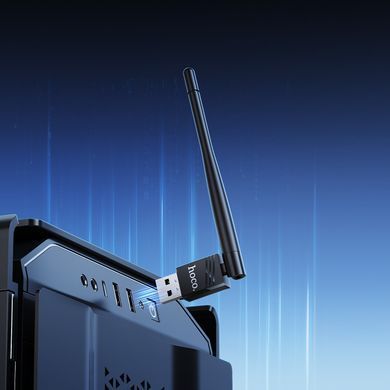 USB WiFi адаптер антена HOCO HI37 WiFi4, до 150 Мбіт/с, USB 2.0 Чорний