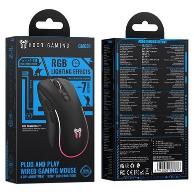 Ігрова миша HOCO GM601 дротова миша USB мишка RGB миша з підсвічуванням мишка 3600 DPI