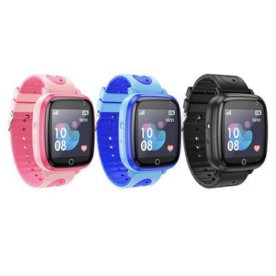 Дитячий смарт-годинник з GPS, SIM-картою, кнопкою SOS, Ліхтариком, HOCO Y100 Блакитний