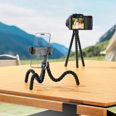 Гнучкий тримач-штатив для телефону, камери GoPro, спортивних камер із кріпленням 1/4" HOCO H101 Чорний