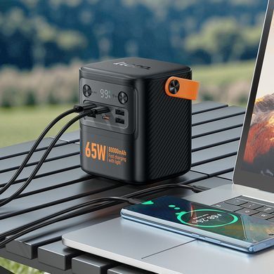 Павербанк зі швидкою зарядкою 65W 80000mAh та ліхтарем HOCO J152 Pro 2Type-C, 4USB Чорний