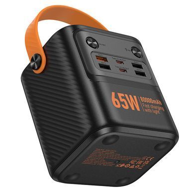 Павербанк зі швидкою зарядкою 65W 80000mAh та ліхтарем HOCO J152 Pro 2Type-C, 4USB Чорний