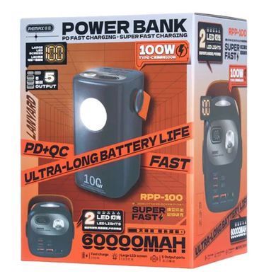 Павербанк 60000 повербанк 60000 mAh зі швидкою зарядкою 100W REMAX RPP-100 повербанк для ноутбука power bank для роутера Синій