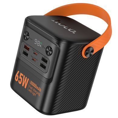 Павербанк зі швидкою зарядкою 65W 80000mAh та ліхтарем HOCO J152 Pro 2Type-C, 4USB Чорний