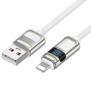 Кабель для зарядки Lightning Apple iPhone із дисплеєм HOCO U137&nbsp;Line 1,2м, 2,4A Білий