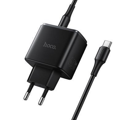 Зарядний пристрій зі швидкою зарядкою 45W та кабелем Type-C to Type-C HOCO C158A 1USB, 1Type-C Чорний