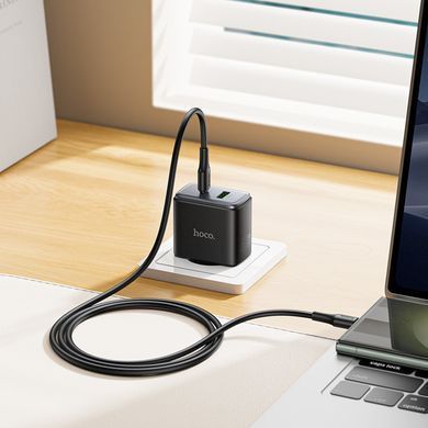 Зарядний пристрій зі швидкою зарядкою 45W та кабелем Type-C to Type-C HOCO C158A 1USB, 1Type-C Чорний