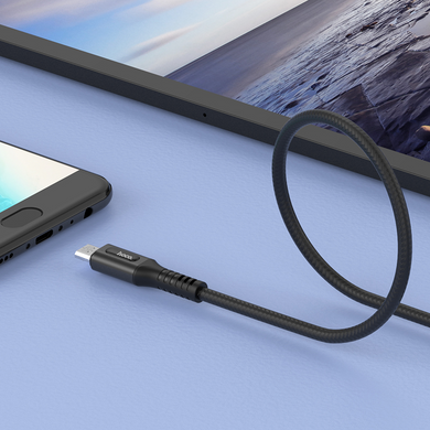 Кабель 1.2м для зарядки телефону, планшета MicroUSB Android Hoco U79 120см 2.4A Чорний