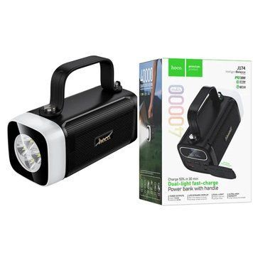 Павербанк 40000 повербанк зі швидкою зарядкою 22.5W HOCO J174 power bank для роутера павер банк з ліхтарем повер банк чорний
