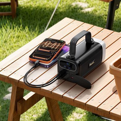 Павербанк 40000 повербанк зі швидкою зарядкою 22.5W HOCO J174 power bank для роутера павер банк з ліхтарем повер банк чорний