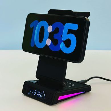 Настільна безпровідна зарядка 5в1 MagSafe для iPhone, Samsung, iWatch, Airpods XZY-18 Чорний 48615