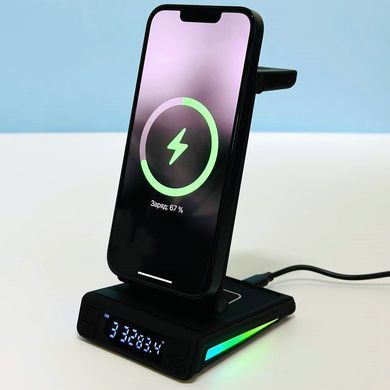Настільна безпровідна зарядка 5в1 MagSafe для iPhone, Samsung, iWatch, Airpods XZY-18 Чорний 48615