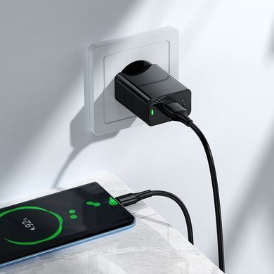 Зарядний пристрій зі швидкою зарядкою QC3.0 та кабелем USB to Type-C HOCO CS92A 1USB Чорний