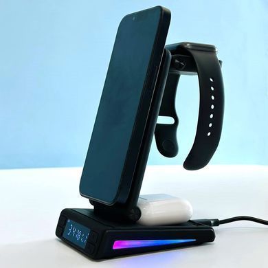 Настільна безпровідна зарядка 5в1 MagSafe для iPhone, Samsung, iWatch, Airpods XZY-18 Чорний 48615
