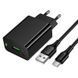 Зарядний пристрій зі швидкою зарядкою QC3.0 та кабелем USB to Type-C HOCO CS92A 1USB Чорний