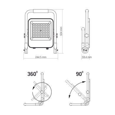 LED світлодіодний прожектор VIDEX F2A |50W, 5000K, 1600Lm, 3.7V| Чорно-жовтий (VL-F2A-505)