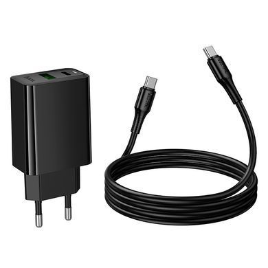 Зарядний пристрій зі швидкою зарядкою 30W та кабелем Type-C to Type-C HOCO CS95A 1USB, 1Type-C Чорний