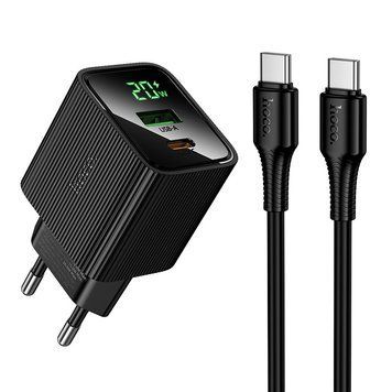 Зарядний пристрій зі швидкою зарядкою 20W та кабелем Type-C to Type-C HOCO CS83A 1USB, 1Type-C Чорний