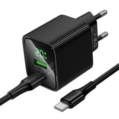 Зарядний пристрій зі швидкою зарядкою 20W та кабелем Type-C to Type-C HOCO CS83A 1USB, 1Type-C Чорний