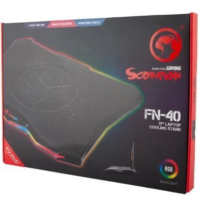 Підставка для ноутбука з охолодженням та підсвічуванням MARVO CoolingPad FN-40 2USB, 9-17.3" Чорний