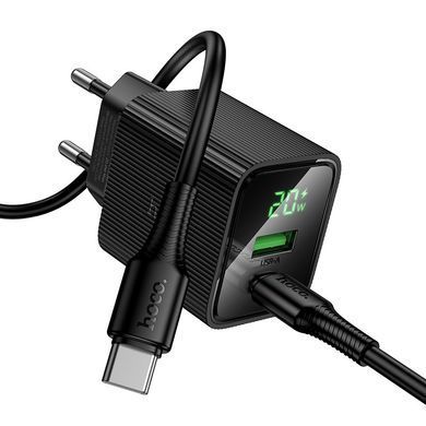 Зарядний пристрій зі швидкою зарядкою 20W та кабелем Type-C to Type-C HOCO CS83A 1USB, 1Type-C Чорний