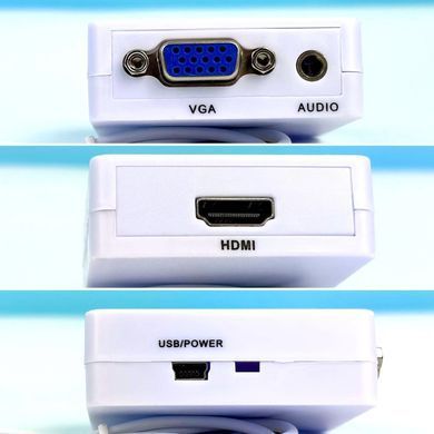 Перехідник конвертер HDMI to VGA, VGA 001 3,5 мм аудіо, 1080p/1080i Білий