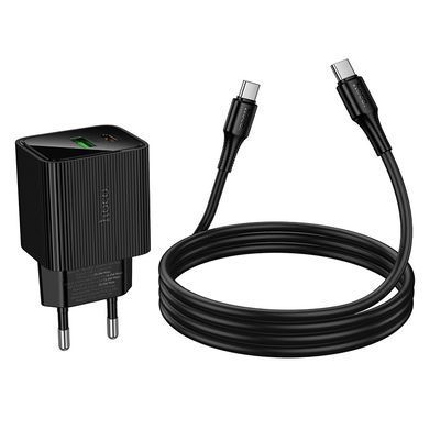 Зарядний пристрій зі швидкою зарядкою 20W та кабелем Type-C to Type-C HOCO CS83A 1USB, 1Type-C Чорний