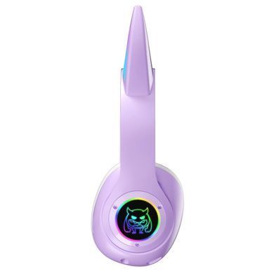 Бездротові дитячі MP3 Навушники з Вушками з підсвіткою з MicroSD Ear STN-25 Bluetooth Фіолетові