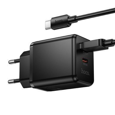 Зарядний пристрій із швидкою зарядкою PD30W+QC3.0 та кабелем USB to Type-C HOCO C157A Type-C, USB Чорний