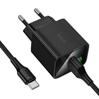 Зарядний пристрій зі швидкою зарядкою QC3.0 та кабелем USB to Type-C HOCO CS81A 1USB Чорний