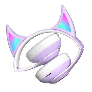 Бездротові дитячі MP3 Навушники з Вушками з підсвіткою з MicroSD Ear STN-25 Bluetooth Фіолетові