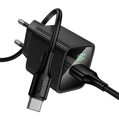 Зарядний пристрій зі швидкою зарядкою QC3.0 та кабелем USB to Type-C HOCO CS81A 1USB Чорний