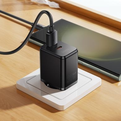 Зарядний пристрій із швидкою зарядкою PD30W+QC3.0 та кабелем USB to Type-C HOCO C157A Type-C, USB Чорний