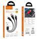 Кабель 3в1 для телефону Lightning (2.4A) / Micro-USB (2.0A) / Type-C (6A) 3-in-1 HOCO Combo U104 1.2м Чорний