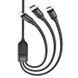 Кабель 3в1 для телефону Lightning (2.4A) / Micro-USB (2.0A) / Type-C (6A) 3-in-1 HOCO Combo U104 1.2м Чорний