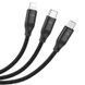 Кабель 3в1 для телефону Lightning (2.4A) / Micro-USB (2.0A) / Type-C (6A) 3-in-1 HOCO Combo U104 1.2м Чорний