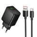 Зарядний пристрій із швидкою зарядкою PD30W+QC3.0 та кабелем USB to Type-C HOCO C157A Type-C, USB Чорний