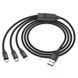 Кабель 3в1 для телефону Lightning (2.4A) / Micro-USB (2.0A) / Type-C (6A) 3-in-1 HOCO Combo U104 1.2м Чорний